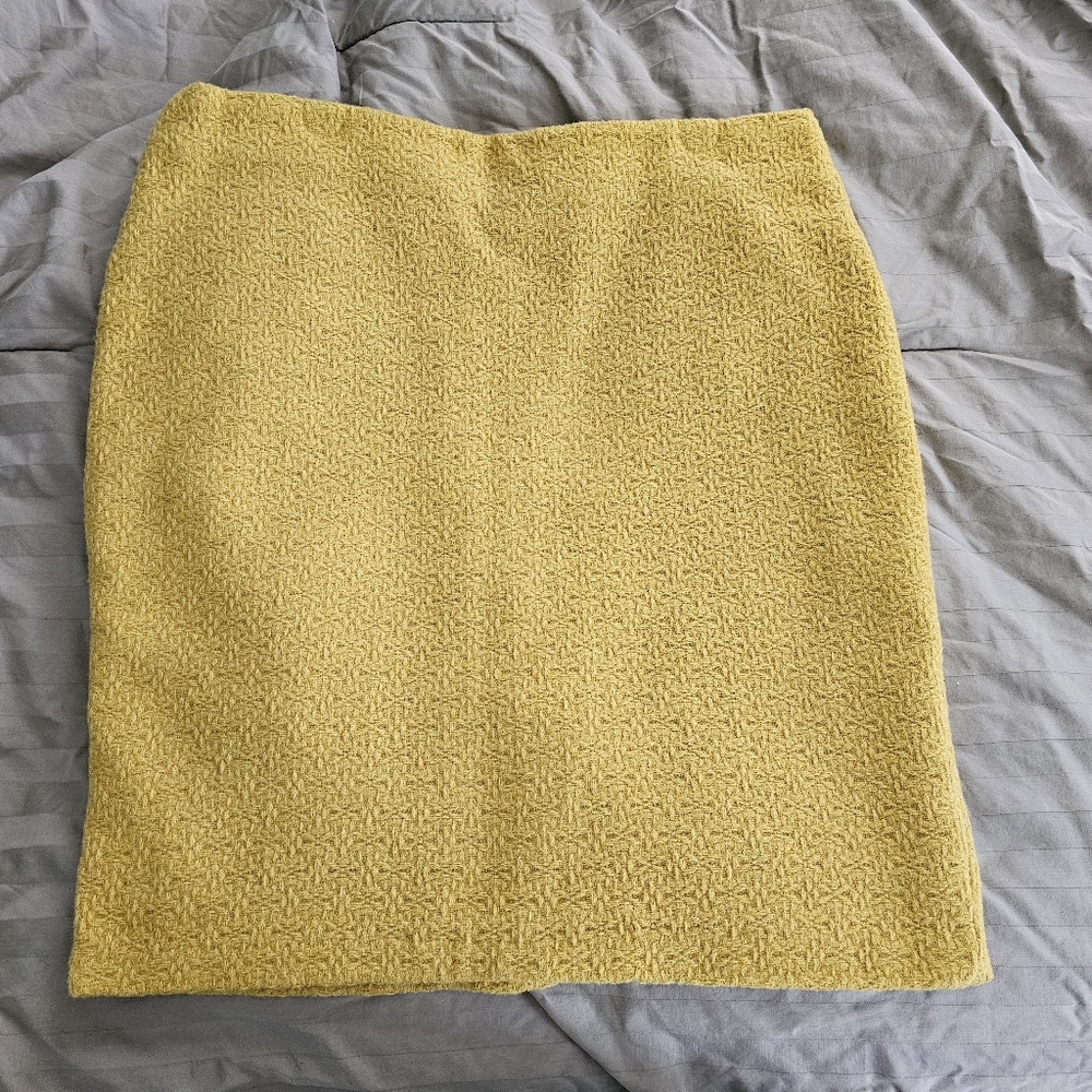 CYNTHIA ROWLEY Woven Yellow Pencil Skirt Polyester/wool Blend